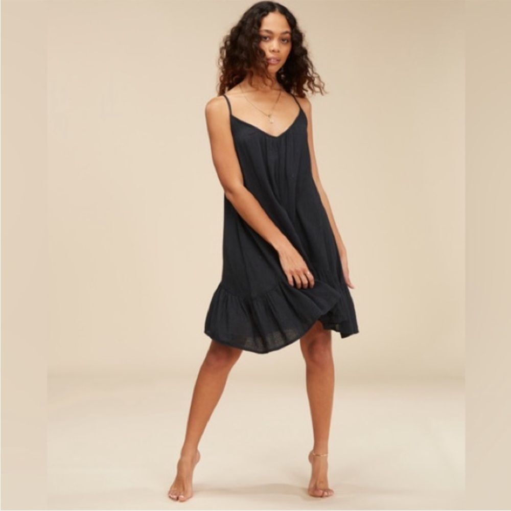 Billabong The Beach Vibes Black Sleeveless Cover Up Dress Vacation Boho Travel
